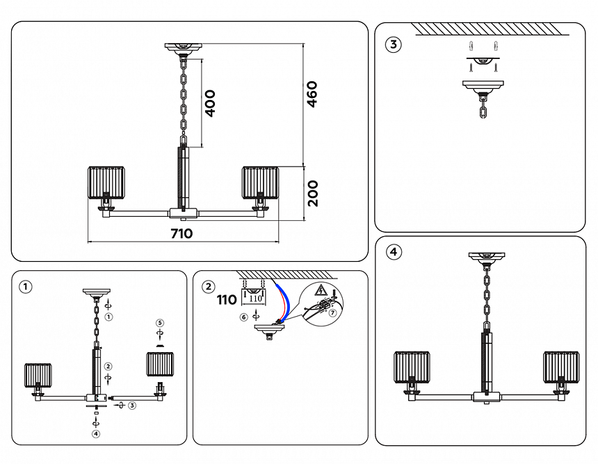 TR4522/6 CH/CL хром/прозрачный E14/6 max 40W D710*660